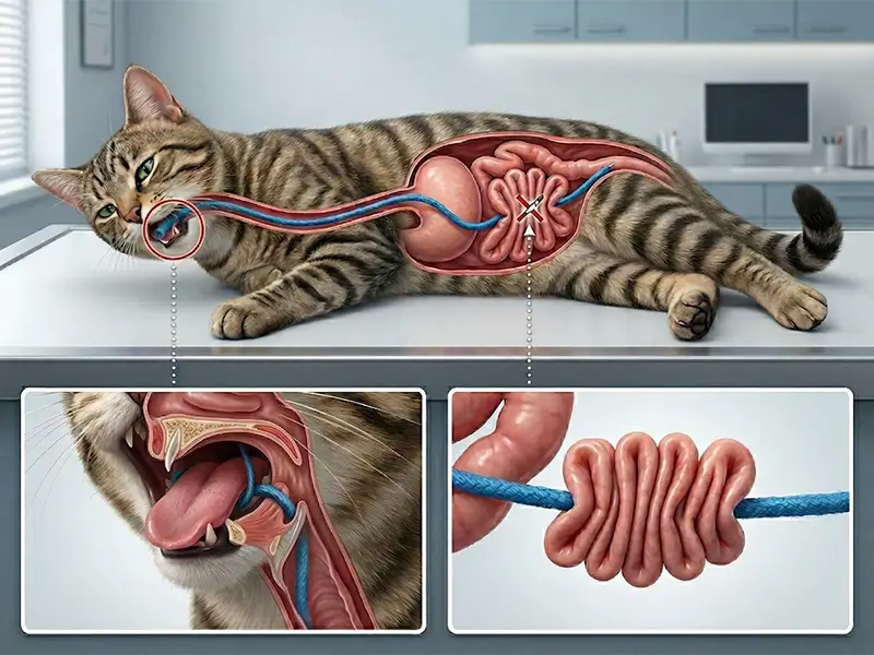 ひも状の異物を飲み込む